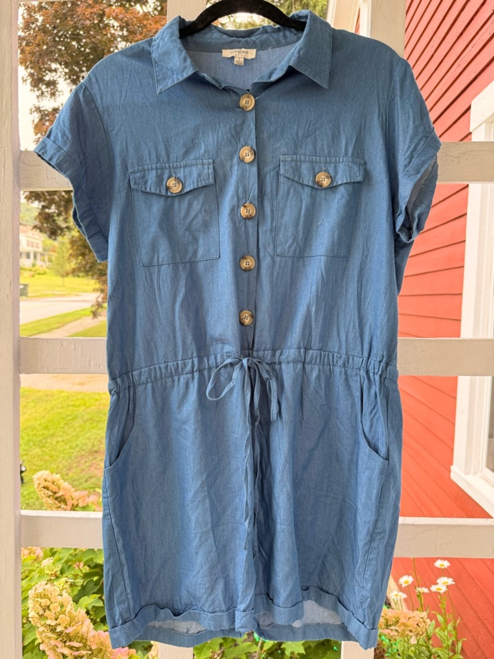 Umgee Blue Chambray Shirt Dress